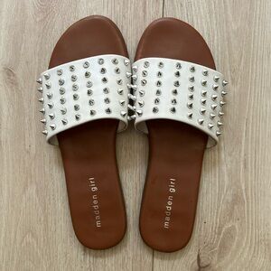 Madden Girl spiked white slide sandals - 9